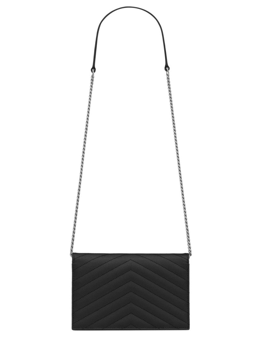 Saint Laurent Chevron-Quilted Calfskin Envelope Clutch With Chain Strap