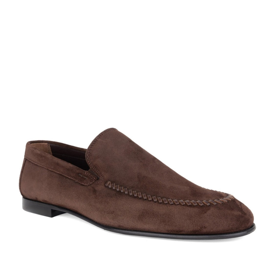 John Harrison Brown Suede Braided Detail Loafers