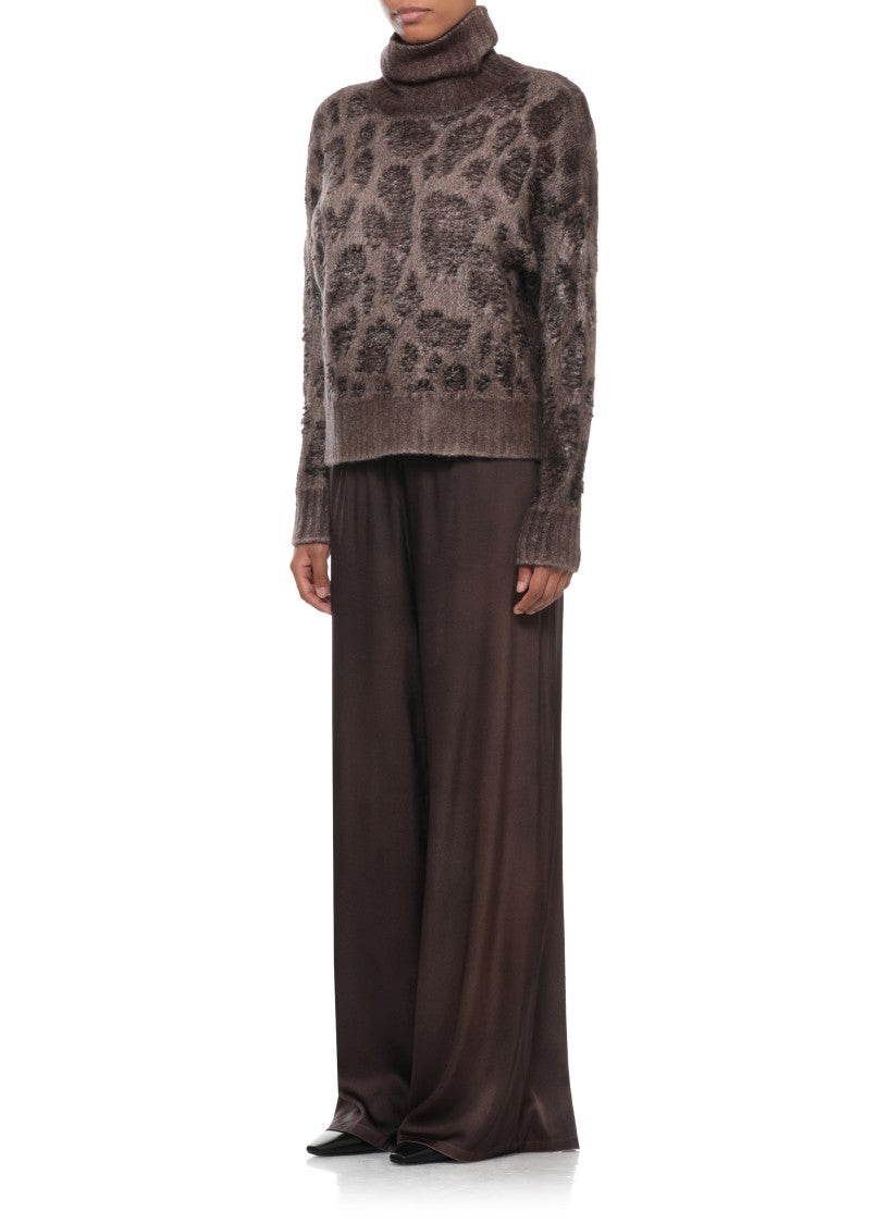 Avant Toi Brown Textured Knit High-Neck Sweater