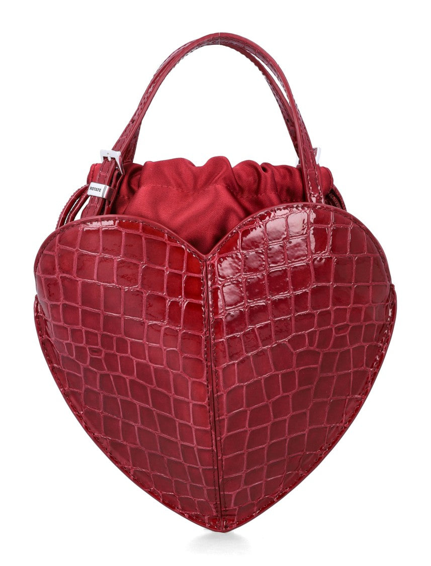 Rotate Bordeaux Crocodile-Embossed Patent Leather Heart Bag