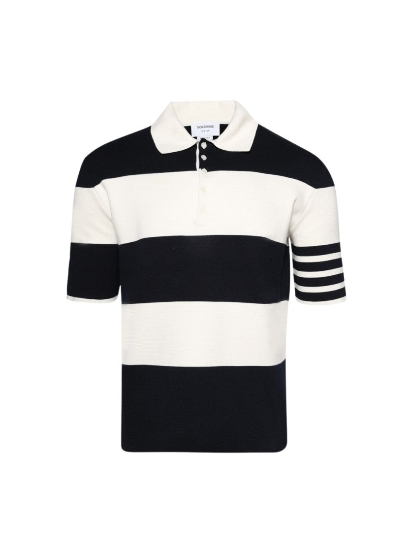 Thom Browne Classic 4-Bar Short Sleeve Rugby Polo Shirt Navy