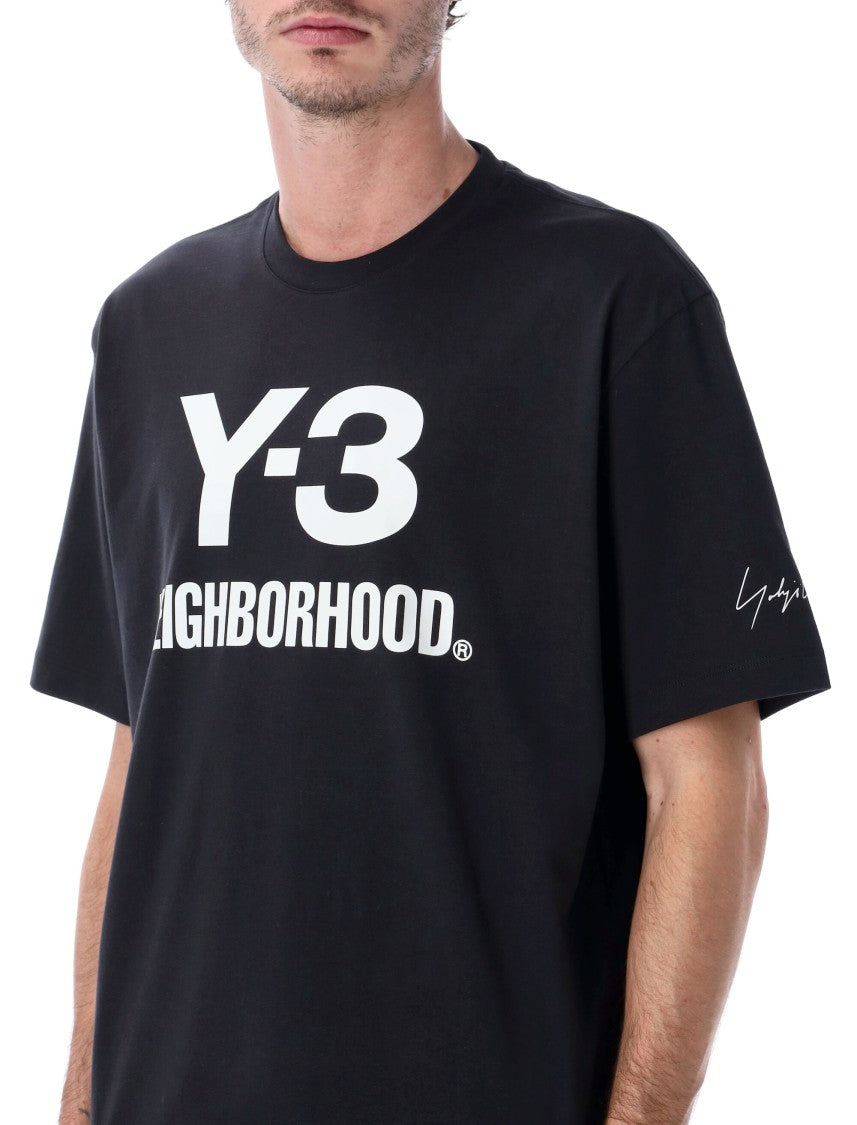 Y-3 X Neighborhood Y-3 Nbhd Oversized Black Cotton Logo T-Shirt