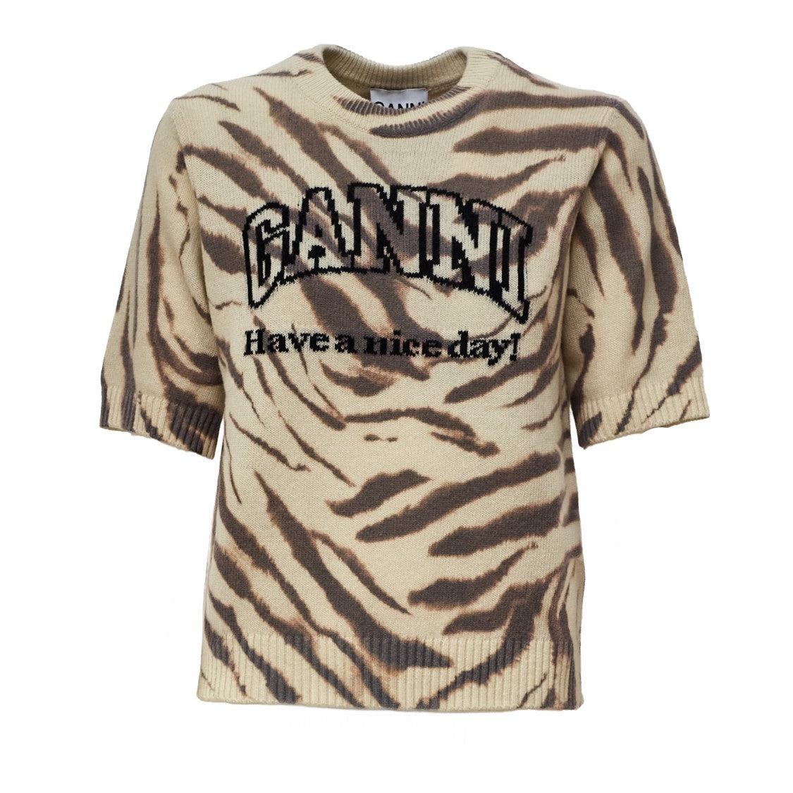 Ganni Graphic Wool Tiger Printed T-Shirt