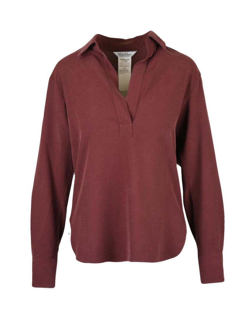 Max Mara Red Silk Relaxed Blouse