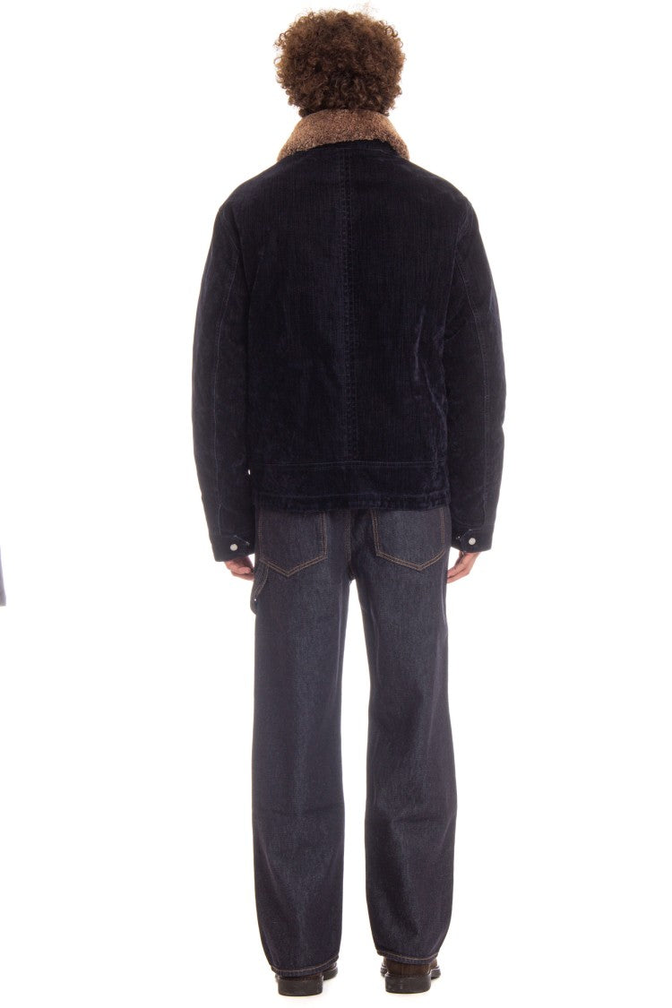 Moorer Flocked Denim Bomber Padded