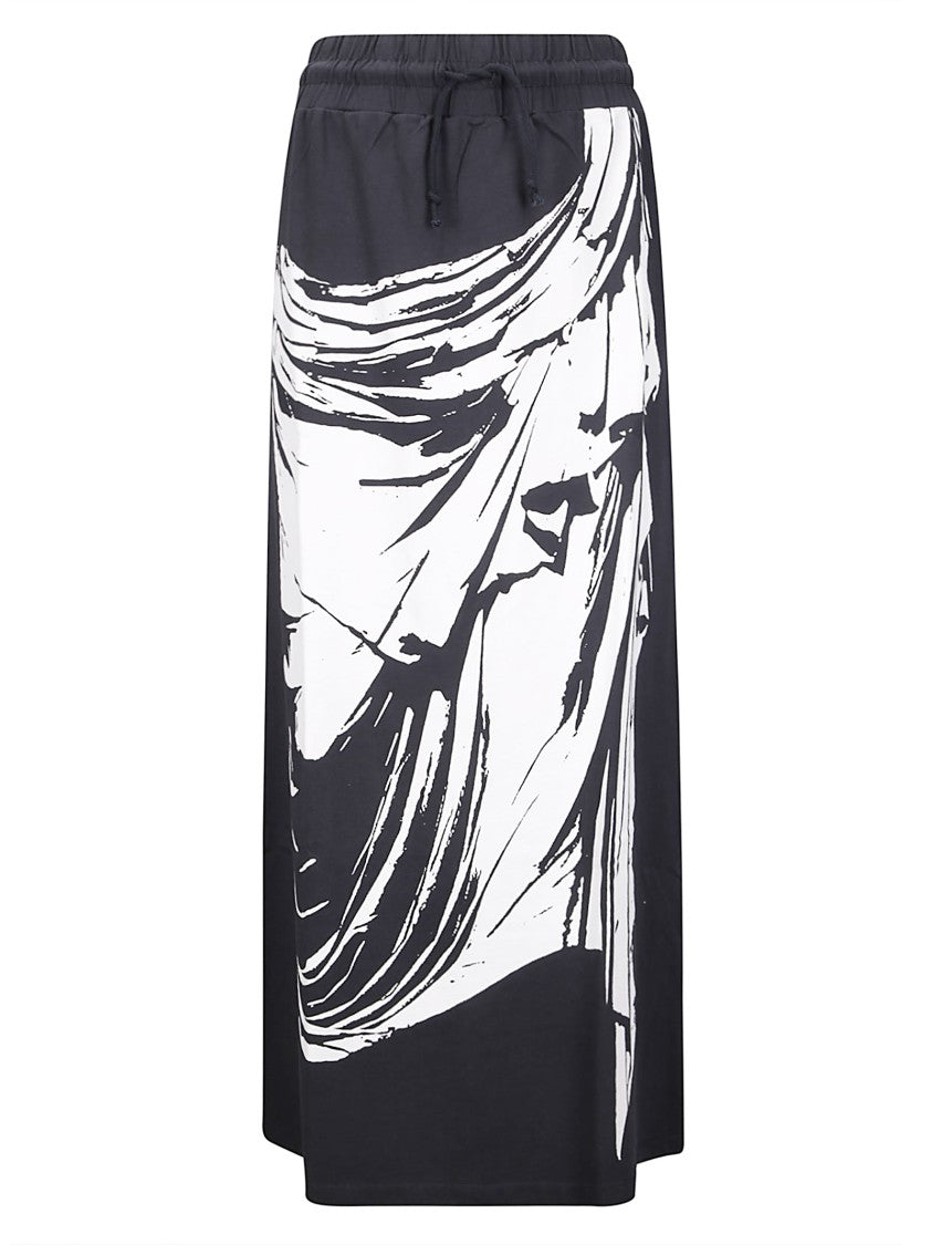 Vaquera Graphic Print Long Jersey Skirt With Adjustable Waist