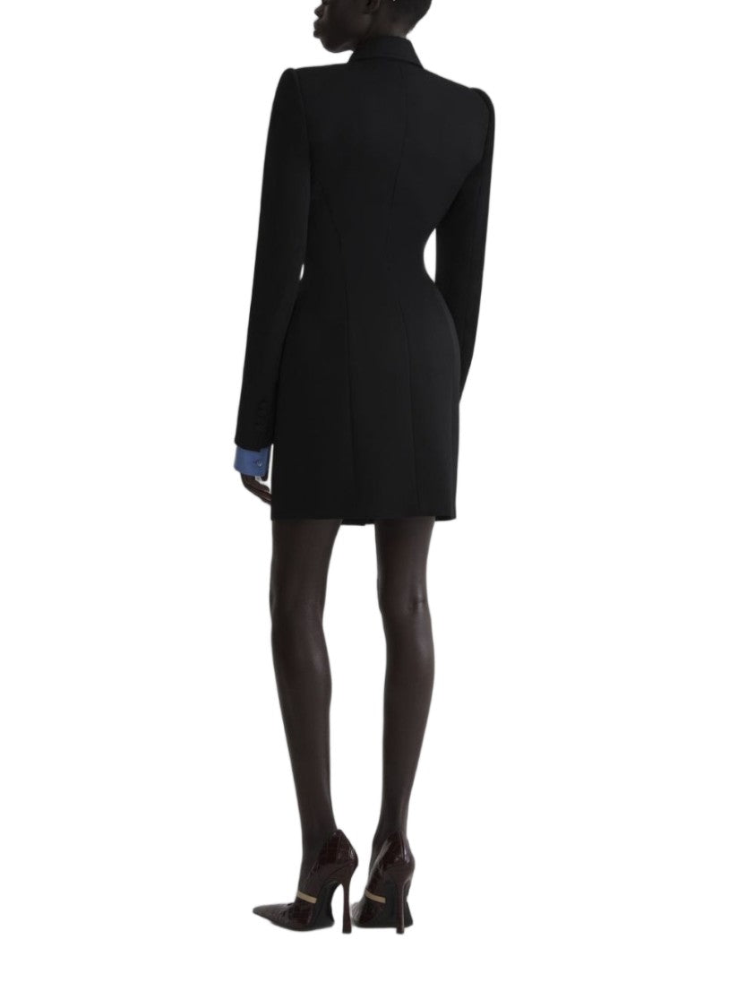 Mugler Structured Black Dress With Double-Breasted Front