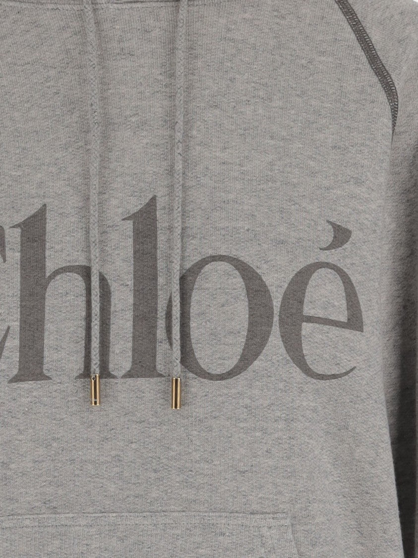 Chloé Cotton Blend Sweatshirt With Drawstring Hood And Logo
