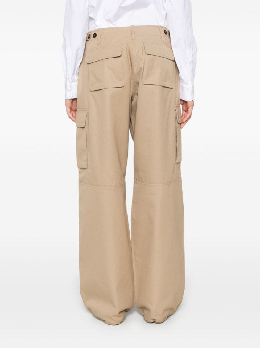 Coperni Wide-Leg Beige Cotton Gabardine Trousers