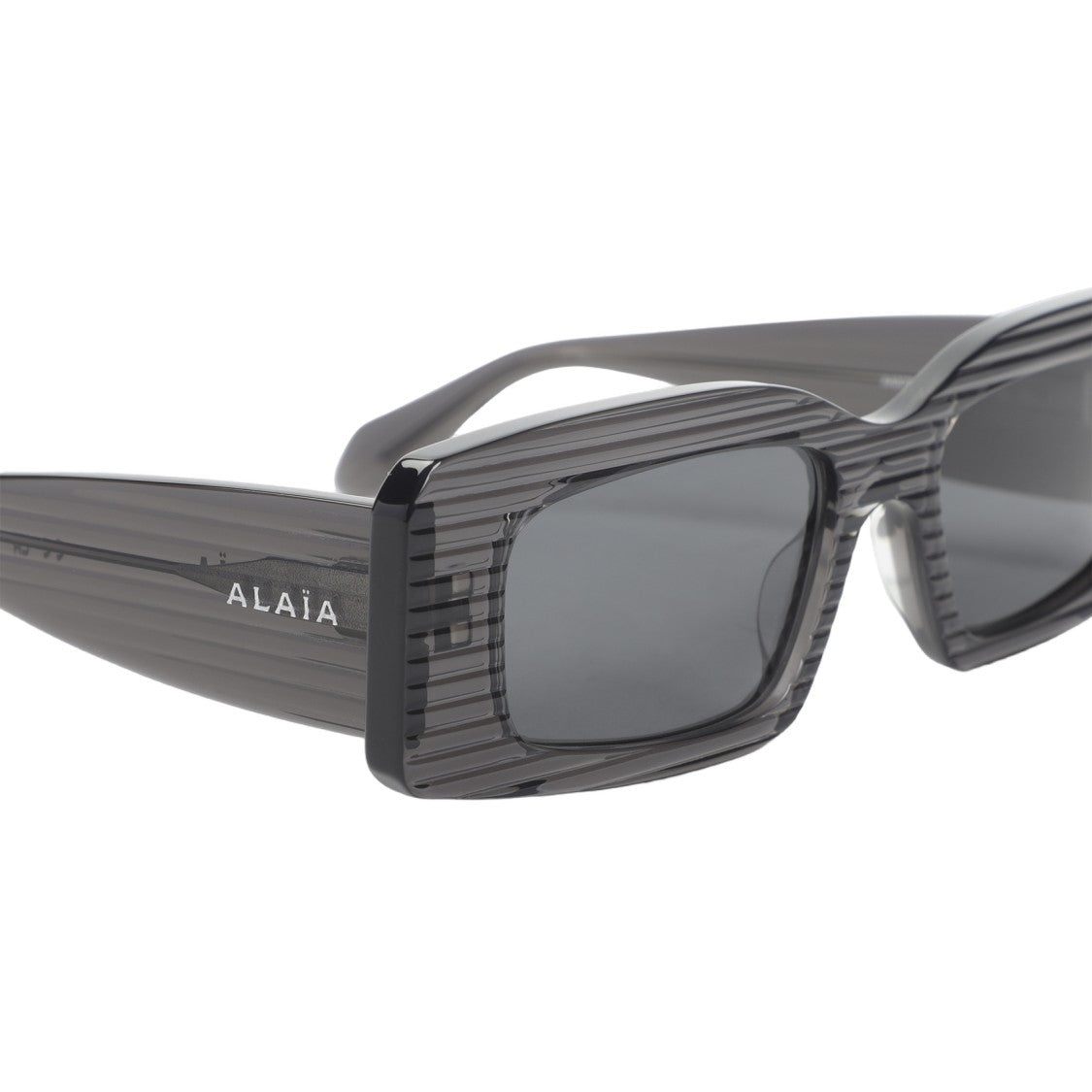 Alaïa Rectangular Black Acetate Sunglasses With Striped Detailing
