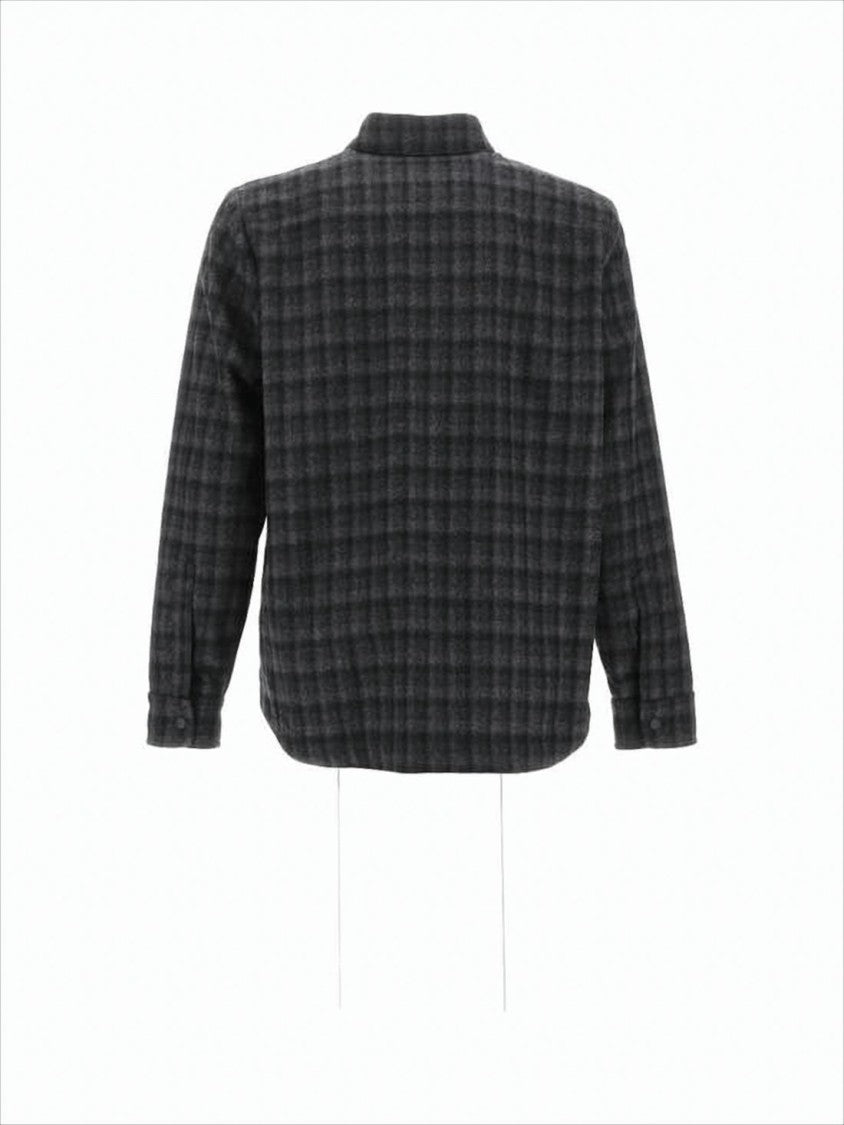 Aspesi Checkered Dark Tone Long-Sleeve Shirt