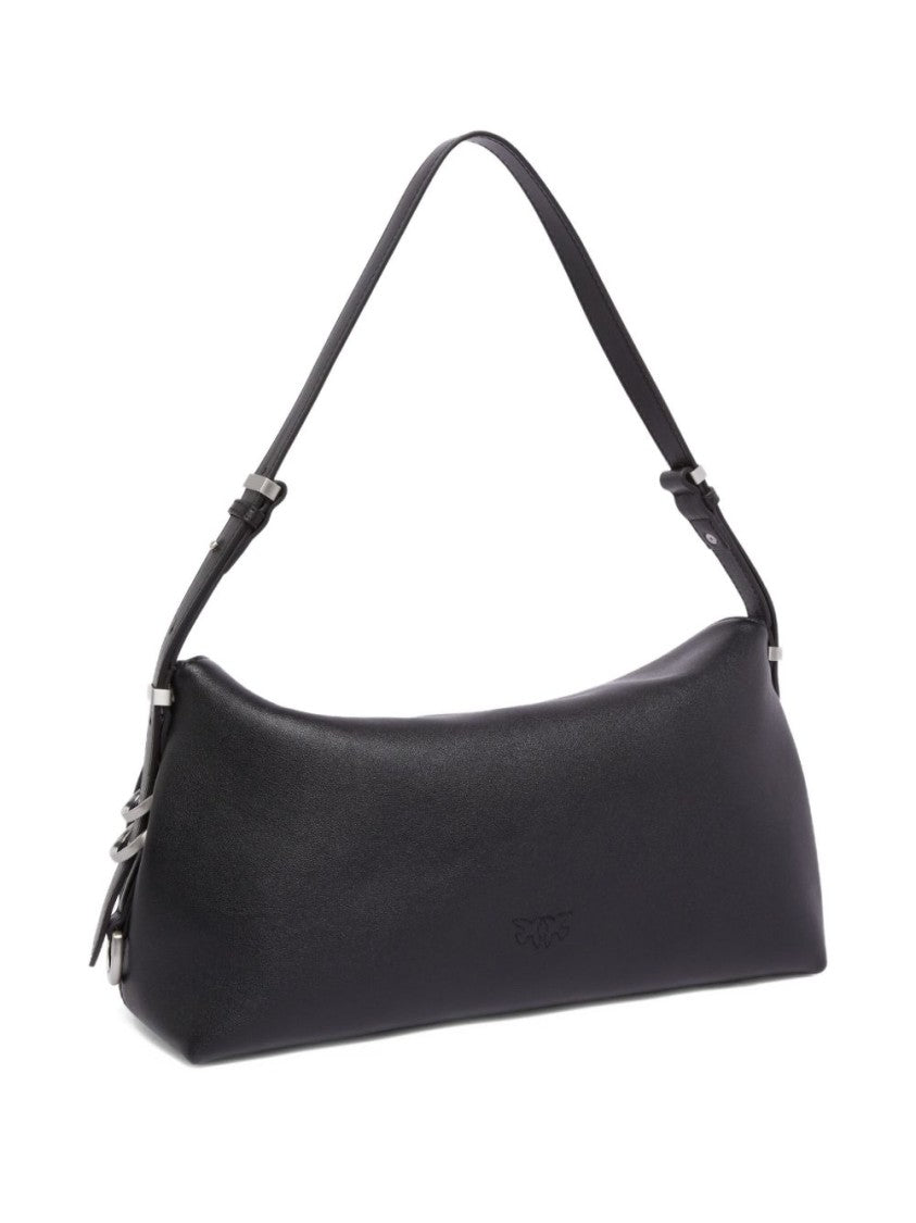 Pinko Sophisticated Nero Calf Leather Shoulder Bag