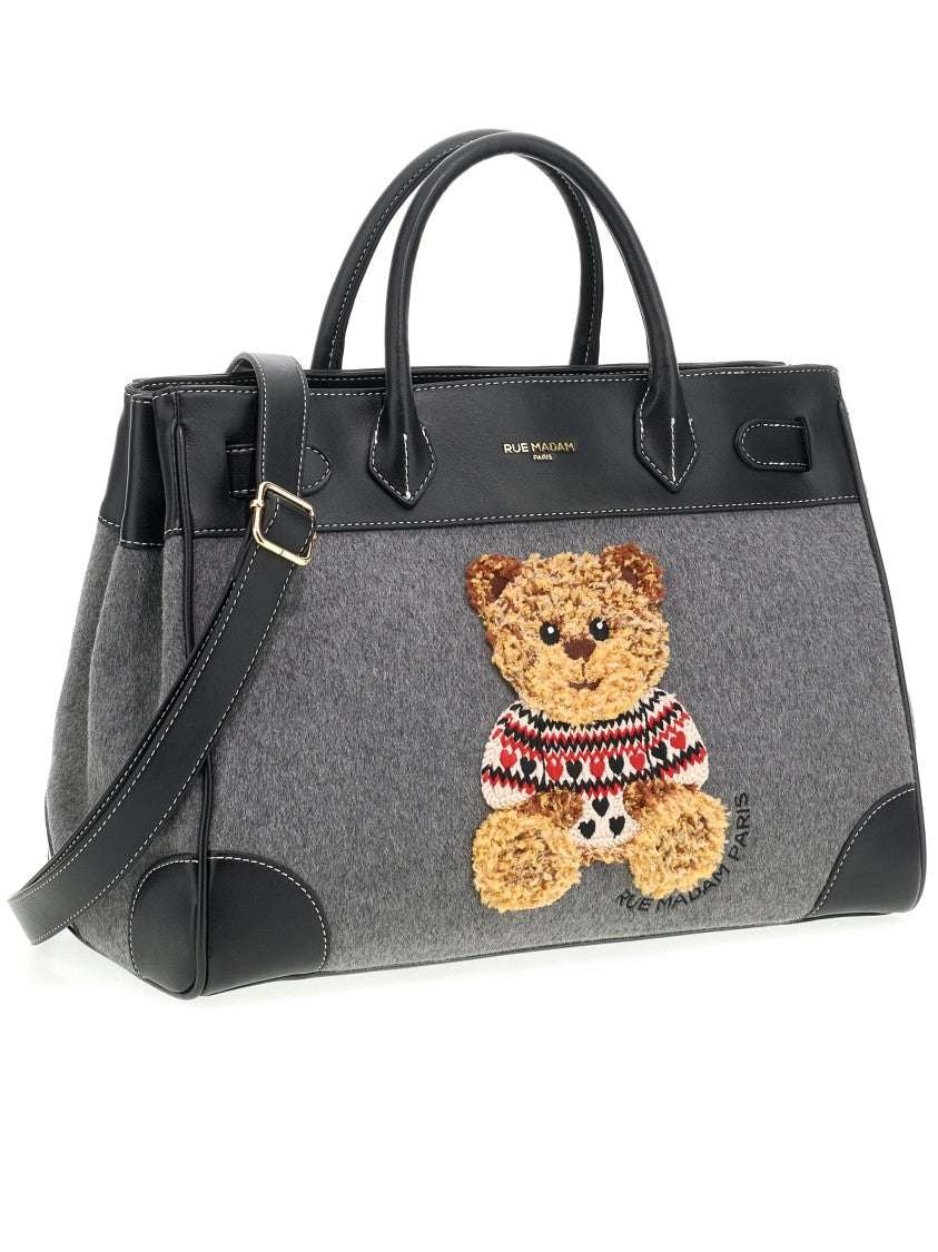 Rue Madam Paris Marvin Love Structured Grey Felt Tote Bag