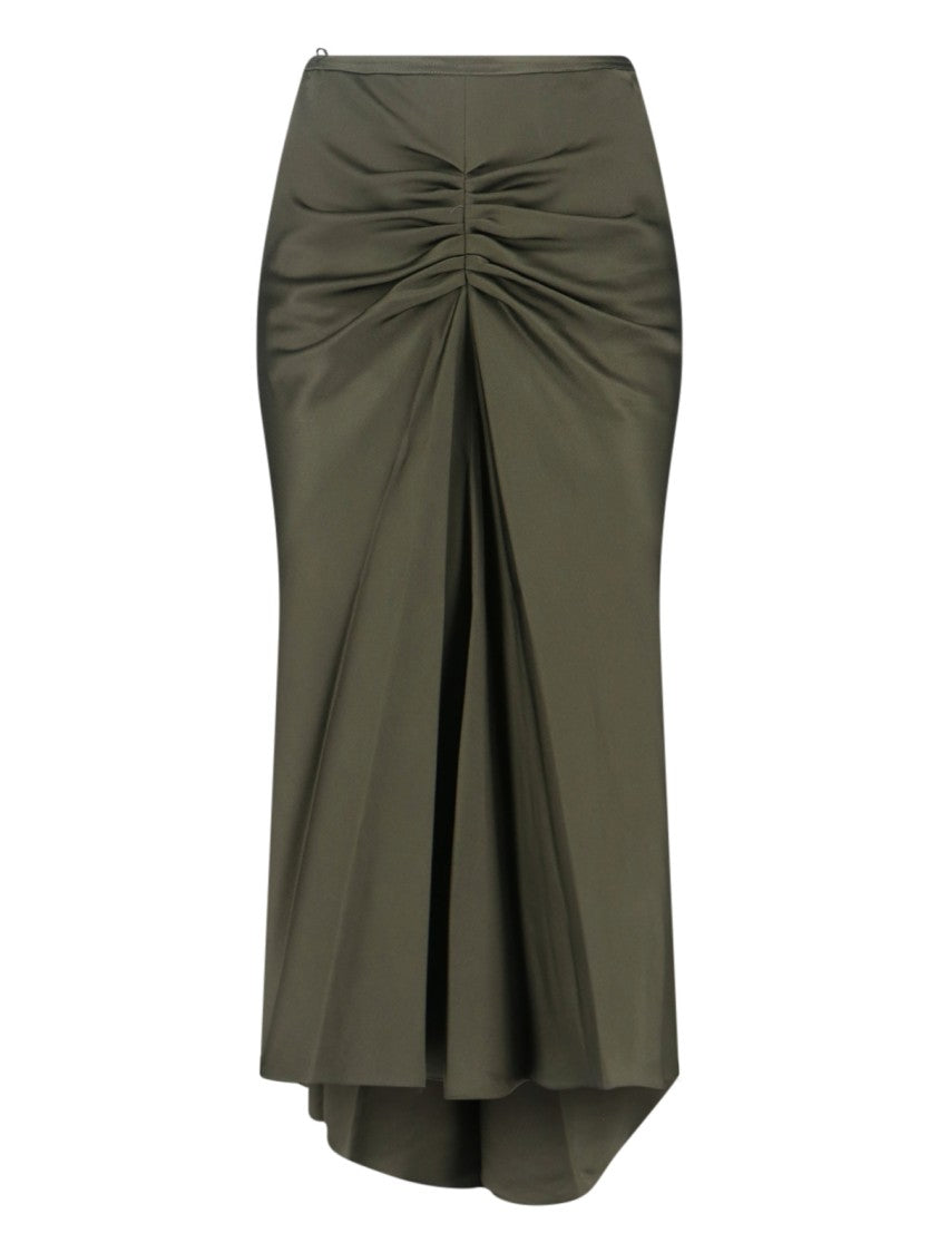 Victoria Beckham Draped Midi Skirt With Hemline