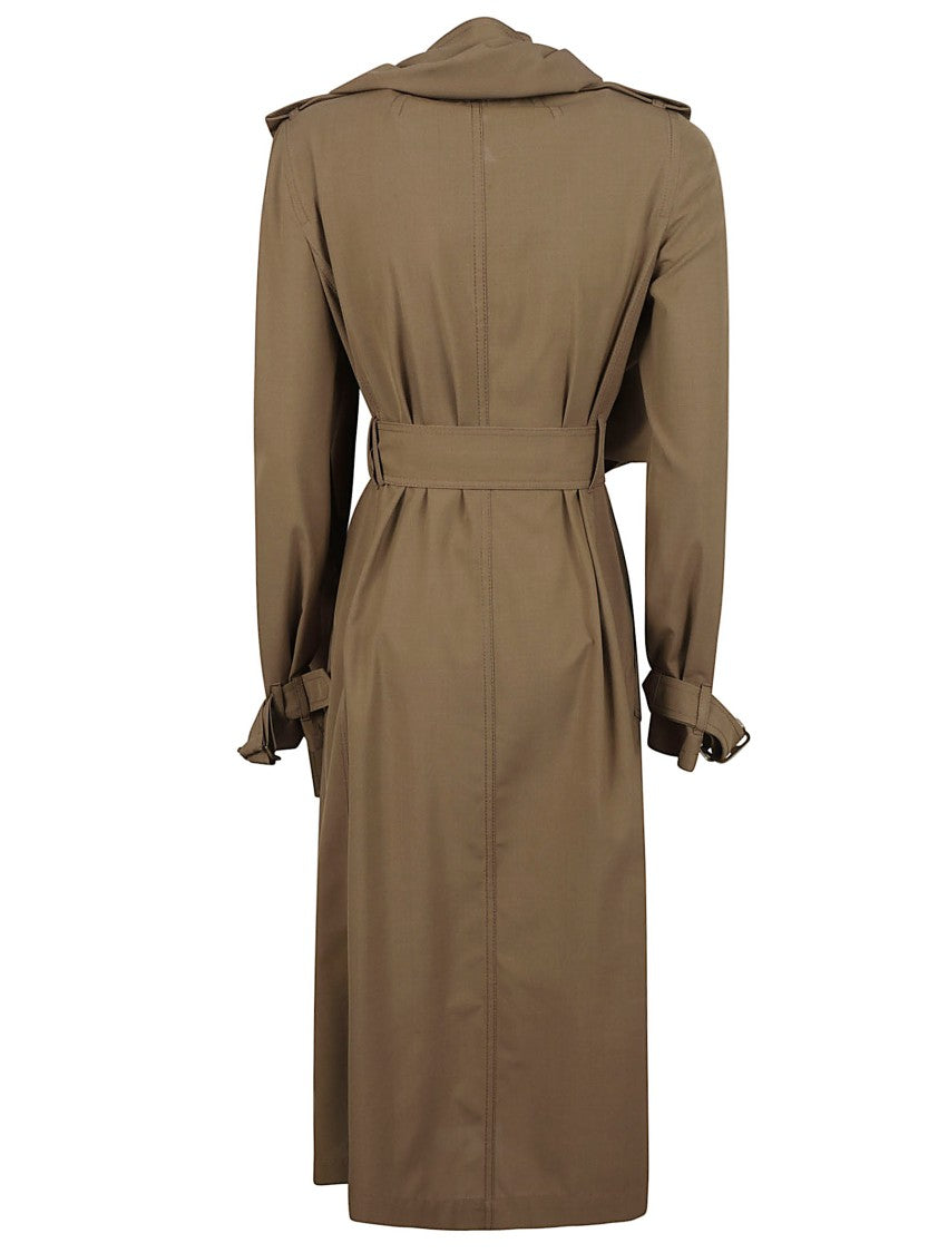 Burberry Structured Brown Silk Trench Coat