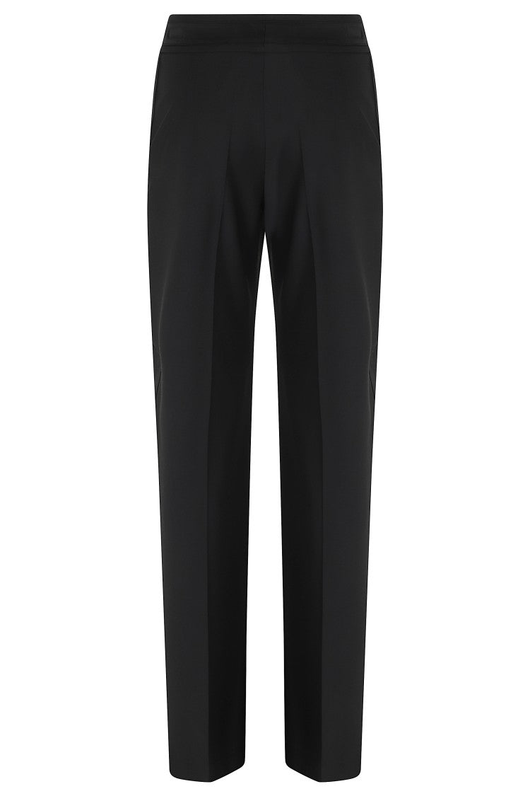 Raquel Diniz Black Straight-Leg Wool-Blend Pants