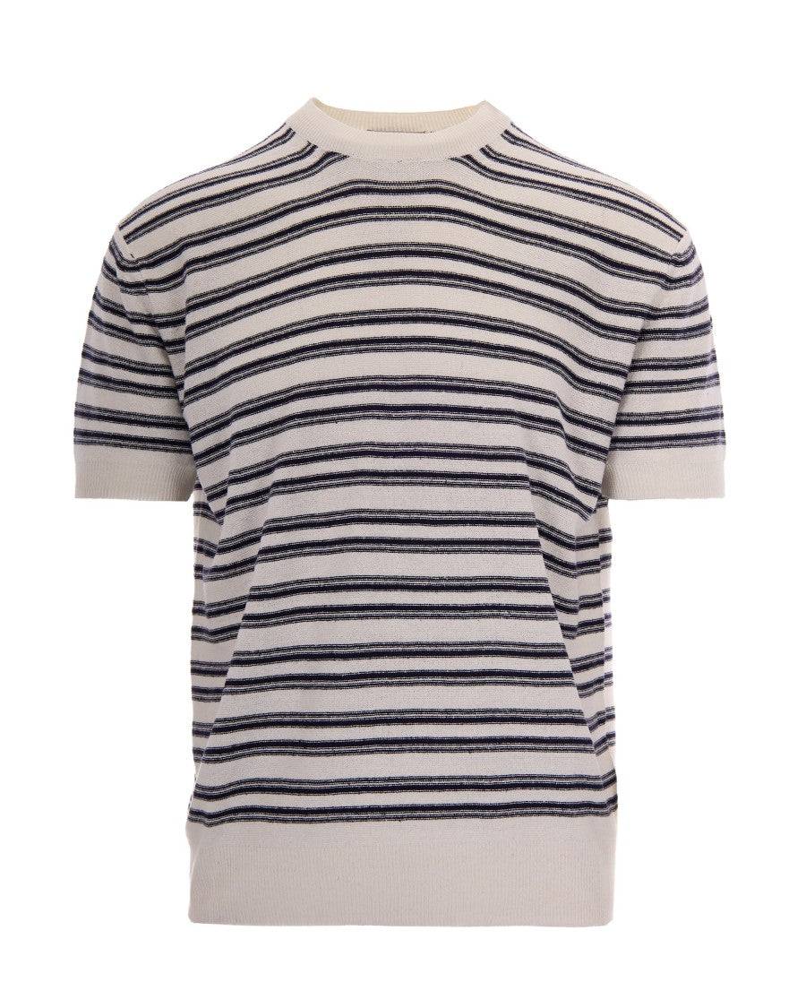 Paolo Pecora Cream Striped Knit T-Shirt