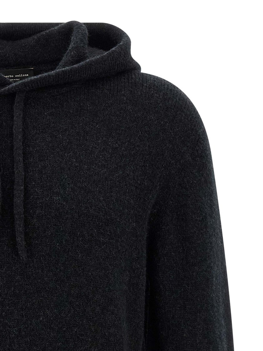 Roberto Collina Textured Knit Hooded Sweater In Virgin Wool