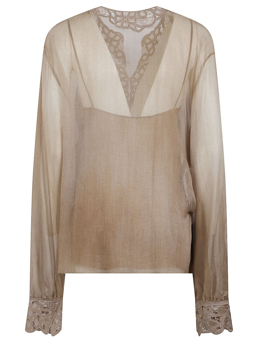 Ermanno Scervino Sheer Blouse With Delicate Lace Panels