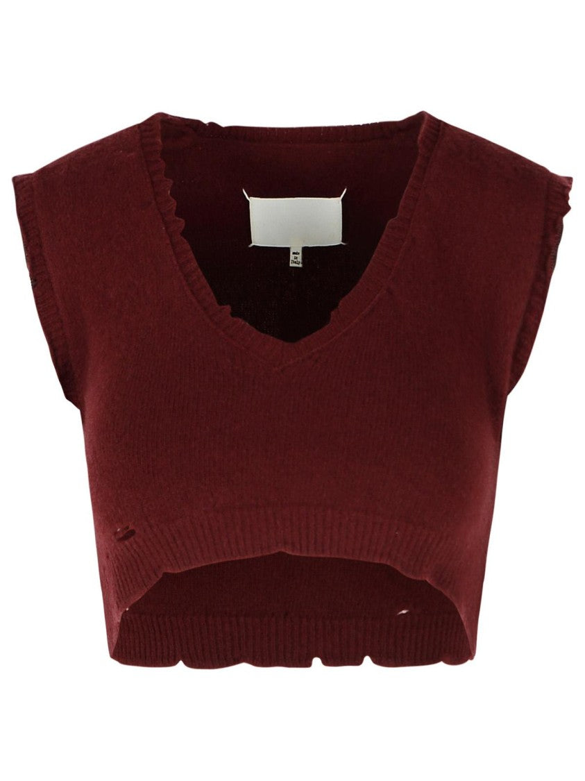 Maison Margiela Burgundy Virgin Wool Vest
