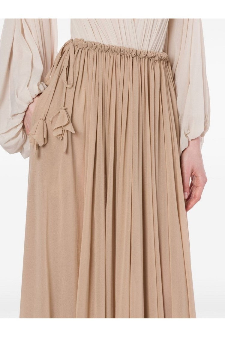Philosophy Di Lorenzo Serafini Beige Maxi Skirt With Gathered Waist