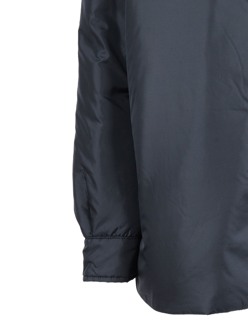 Aspesi Hooded Black Jacket With Snap Button Closure