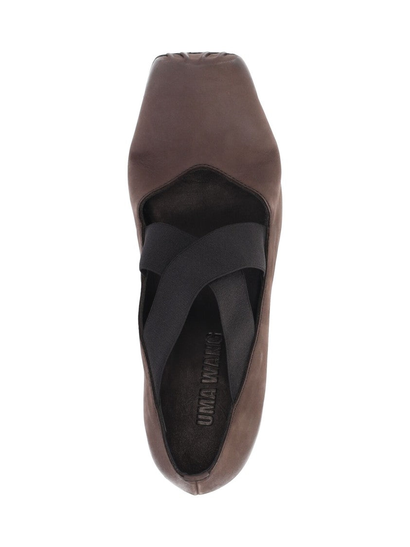 Uma Wang Rounded Square Toe Low Stacked Heel Flats