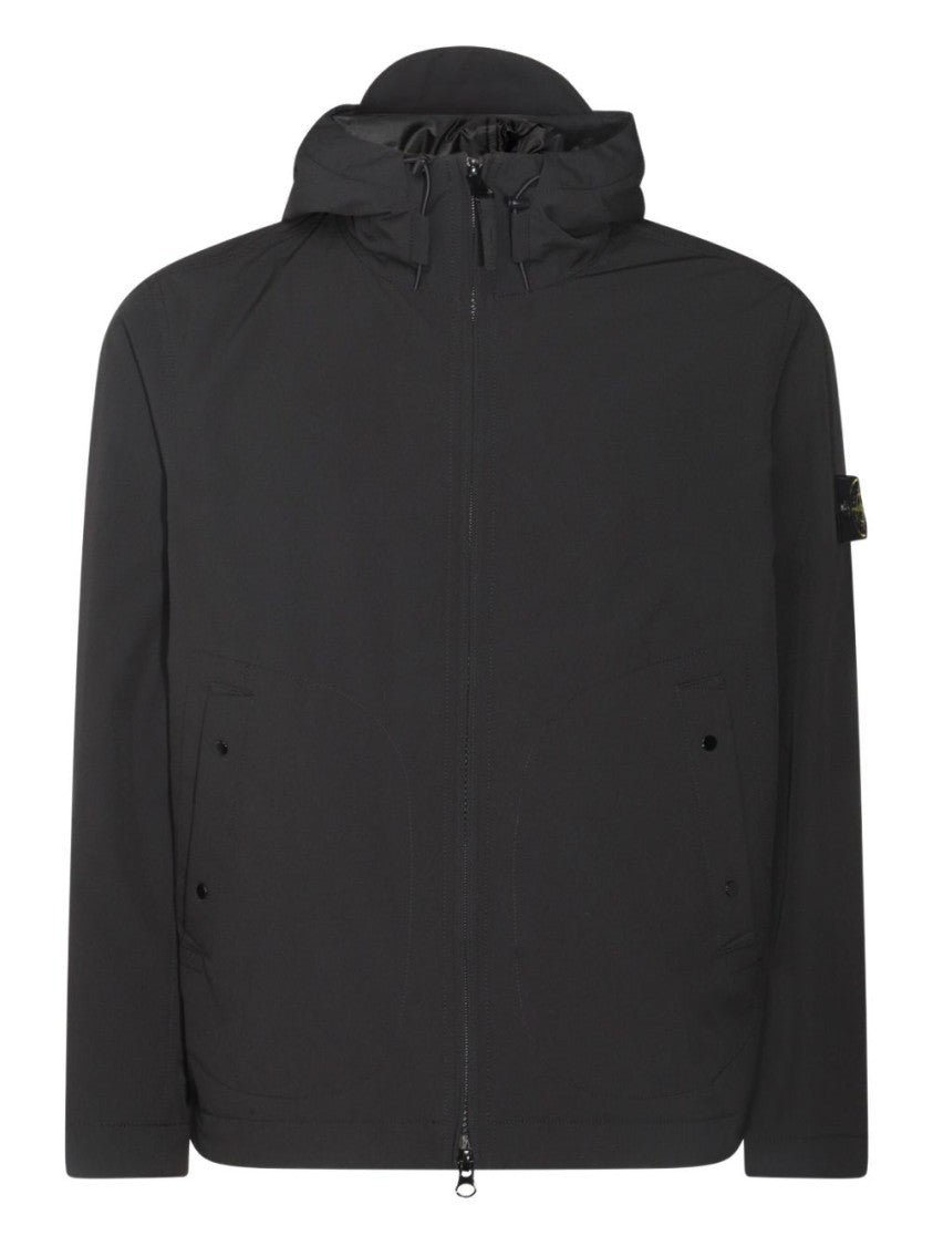 Stone Island Black Parka With Innovative Fabric Blend