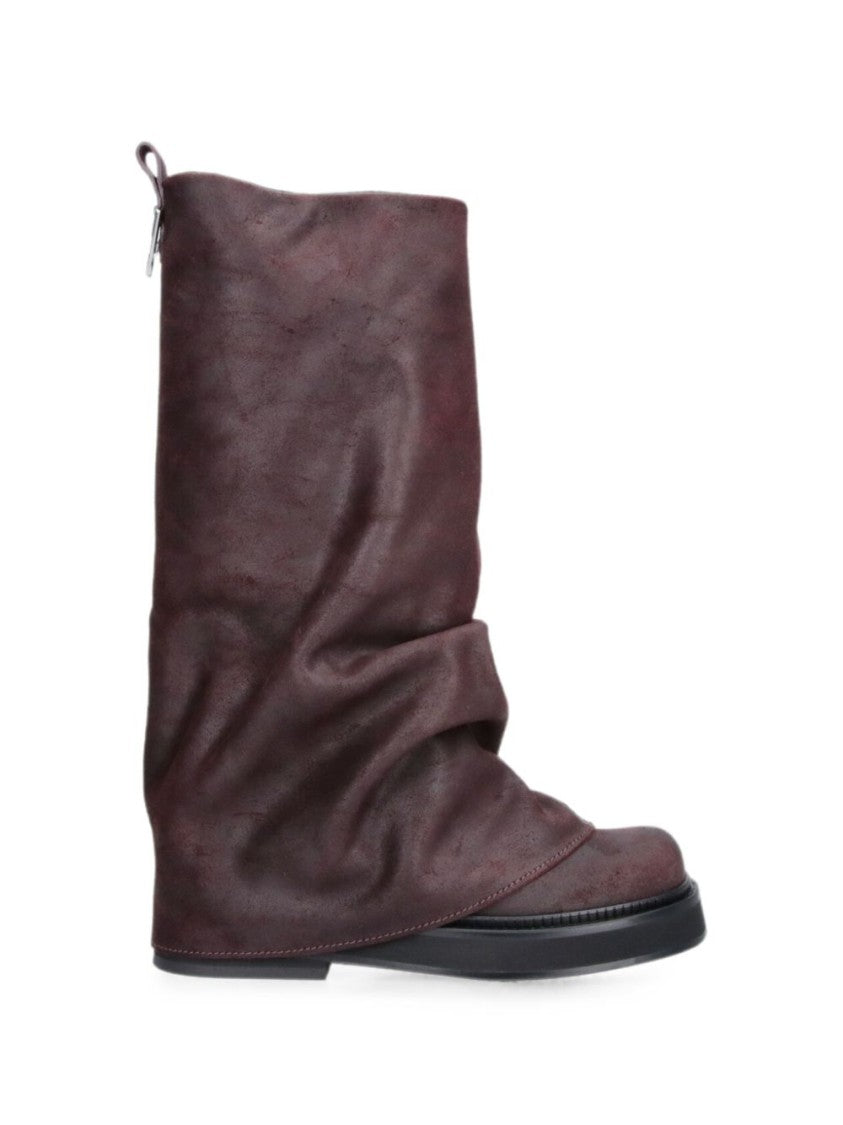 The Attico Burgundy Slouchy Calf Leather Back-Zip Boots