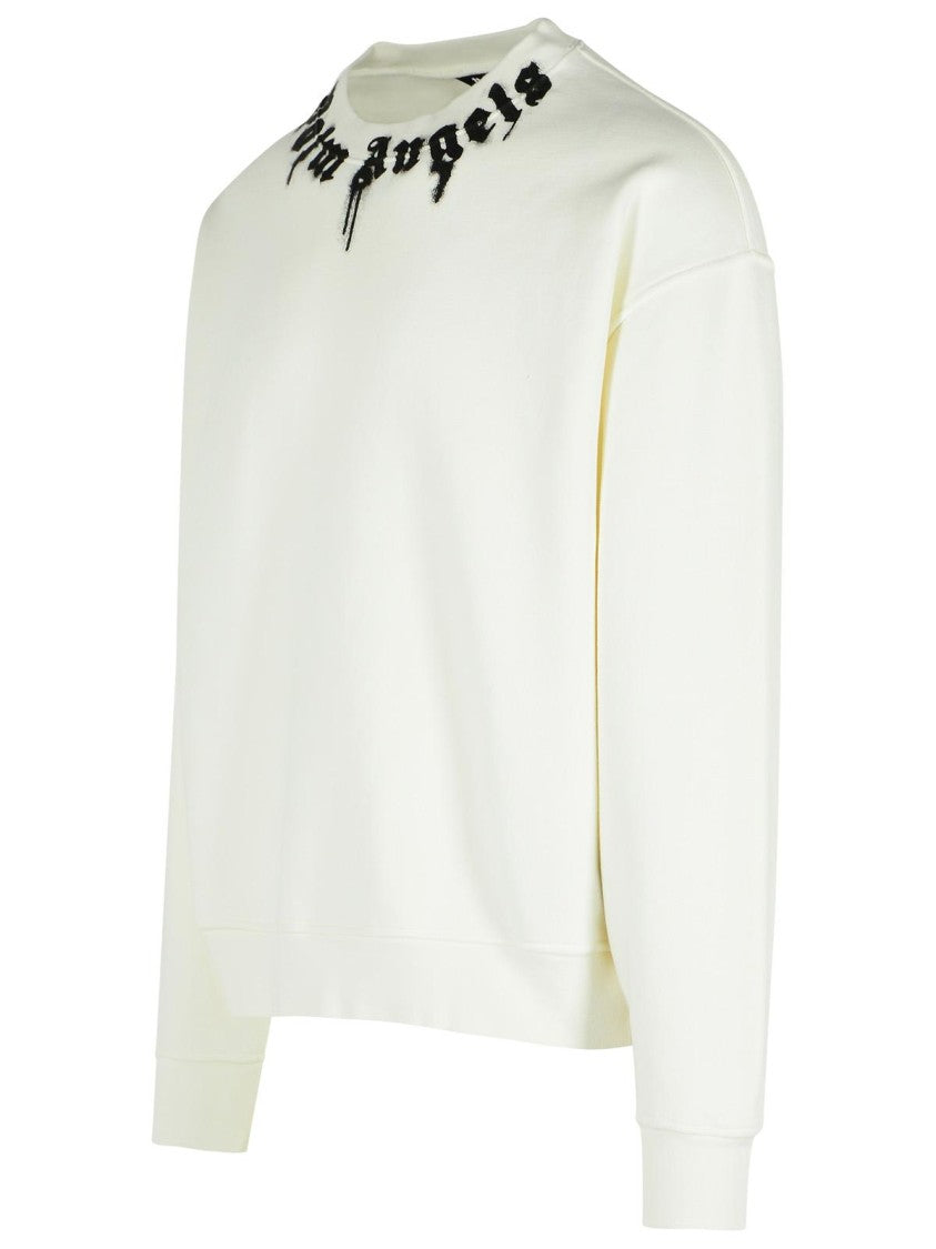Palm Angels White Cotton Sweatshirt