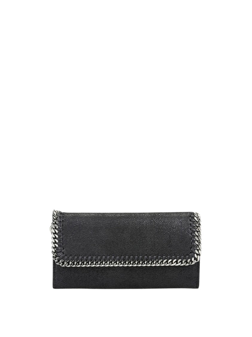 Stella Mccartney Textured Black Bag With Chain Trim And Flap Closure