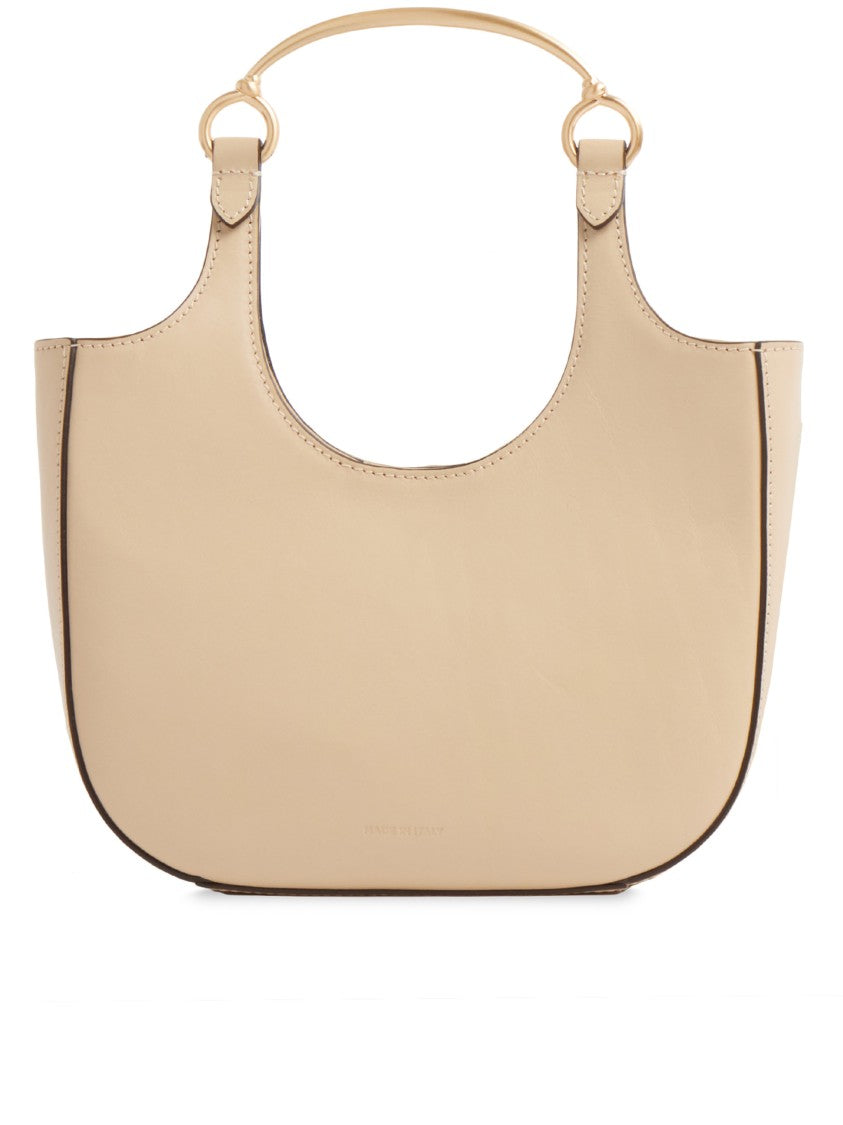 The Bridge Beige Baby Hobo Structured Leather Shoulder Bag