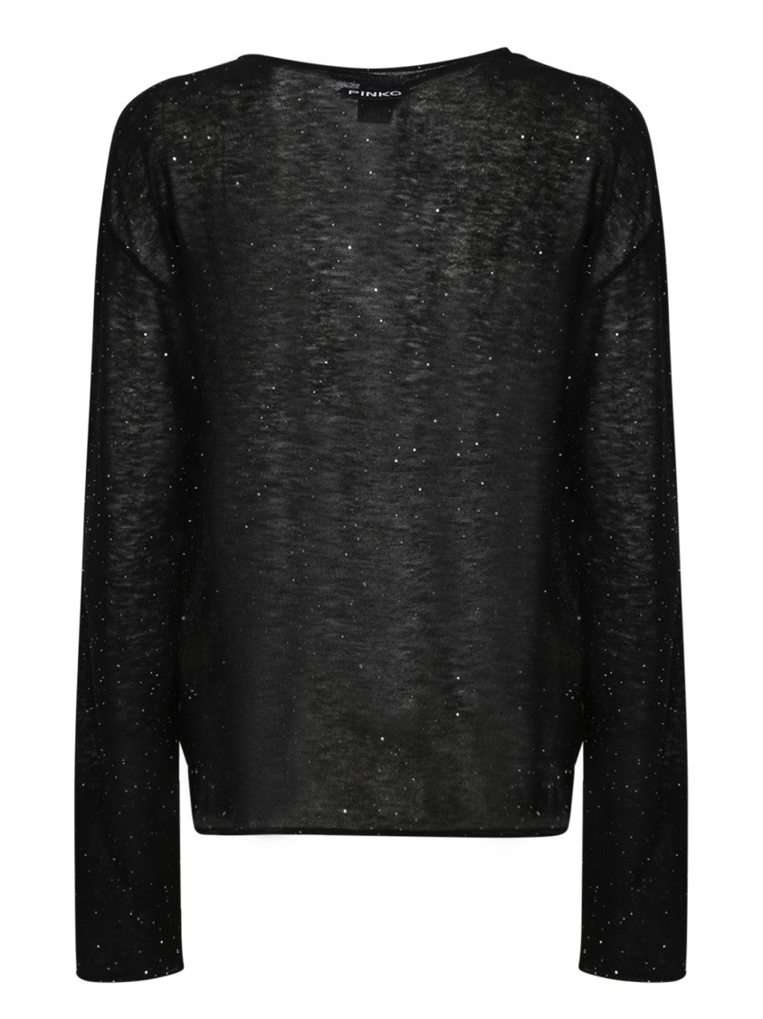 Pinko Semi-Sheer Knit Sweater With Sparkling Sequins