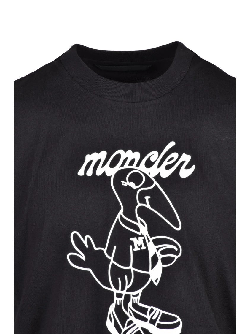 Moncler Black Minimalist Graphic Cotton T-Shirt