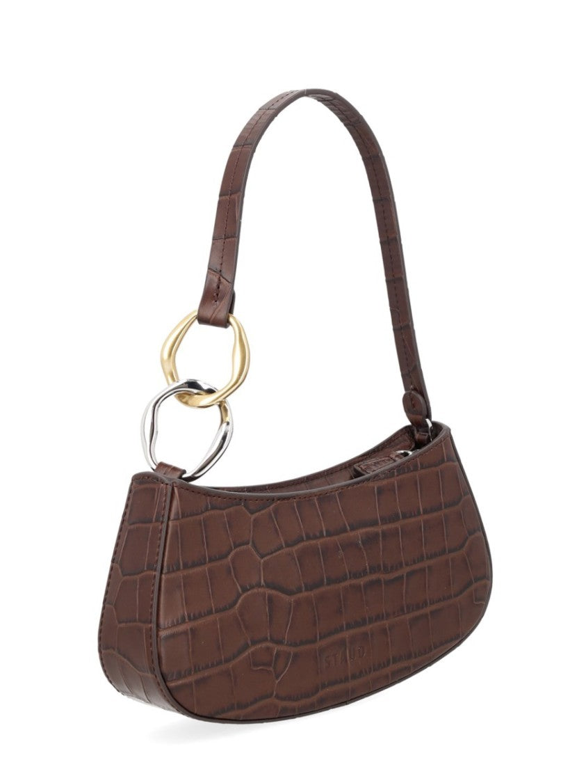 Staud Ollie Crocodile-Embossed Interlocking Rings Handbag