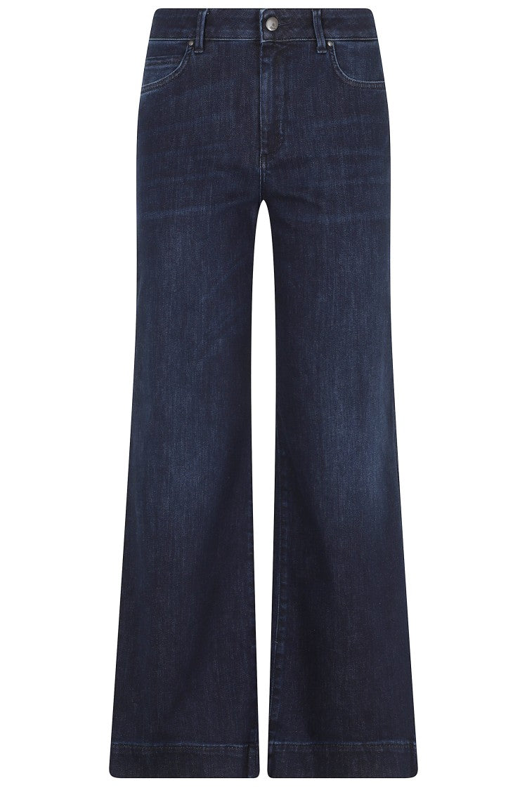 Cigala`S Indigo Blue High-Waisted Wide-Leg Denim Jeans