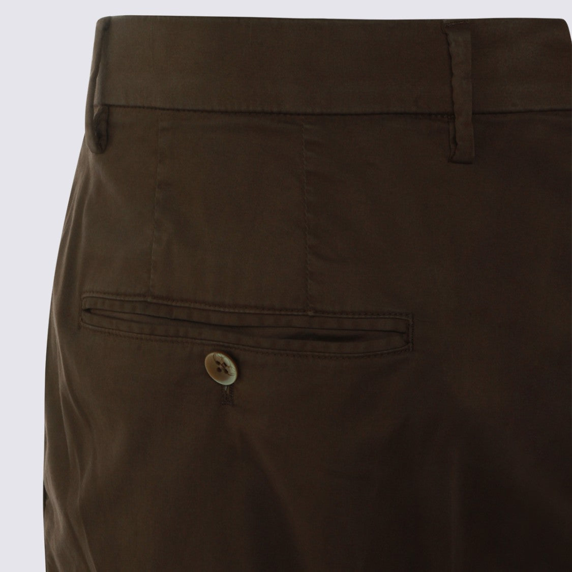 Gta Il Pantalone Tailored Brown Trousers With Cuffed Hem And Button Details