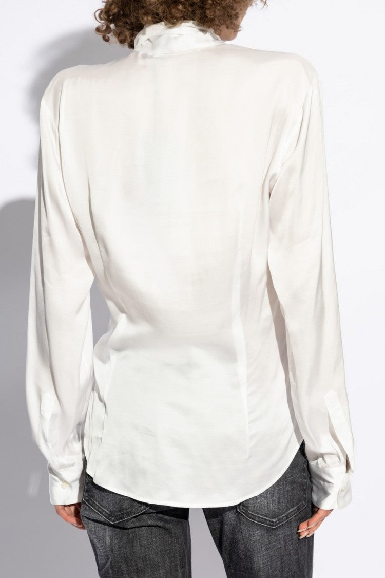 Dsquared2 White Viscose Pussy-Bow Blouse