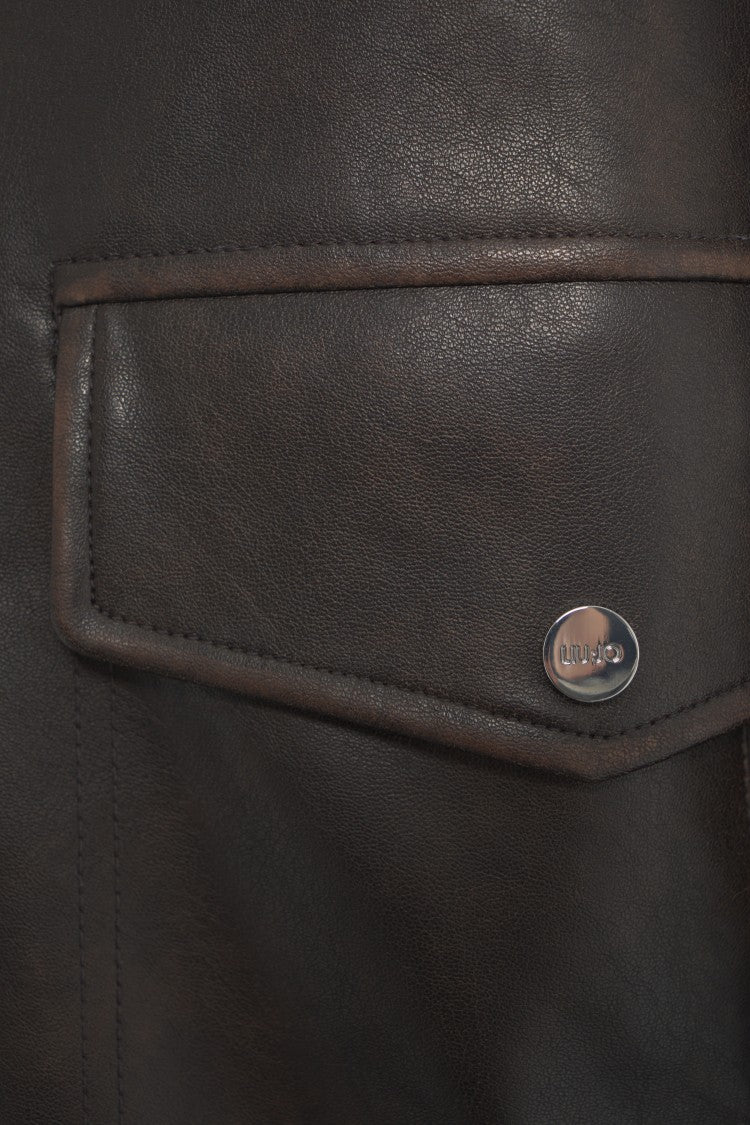 Liu Jo Faux Leather Jacket With Classic Collar