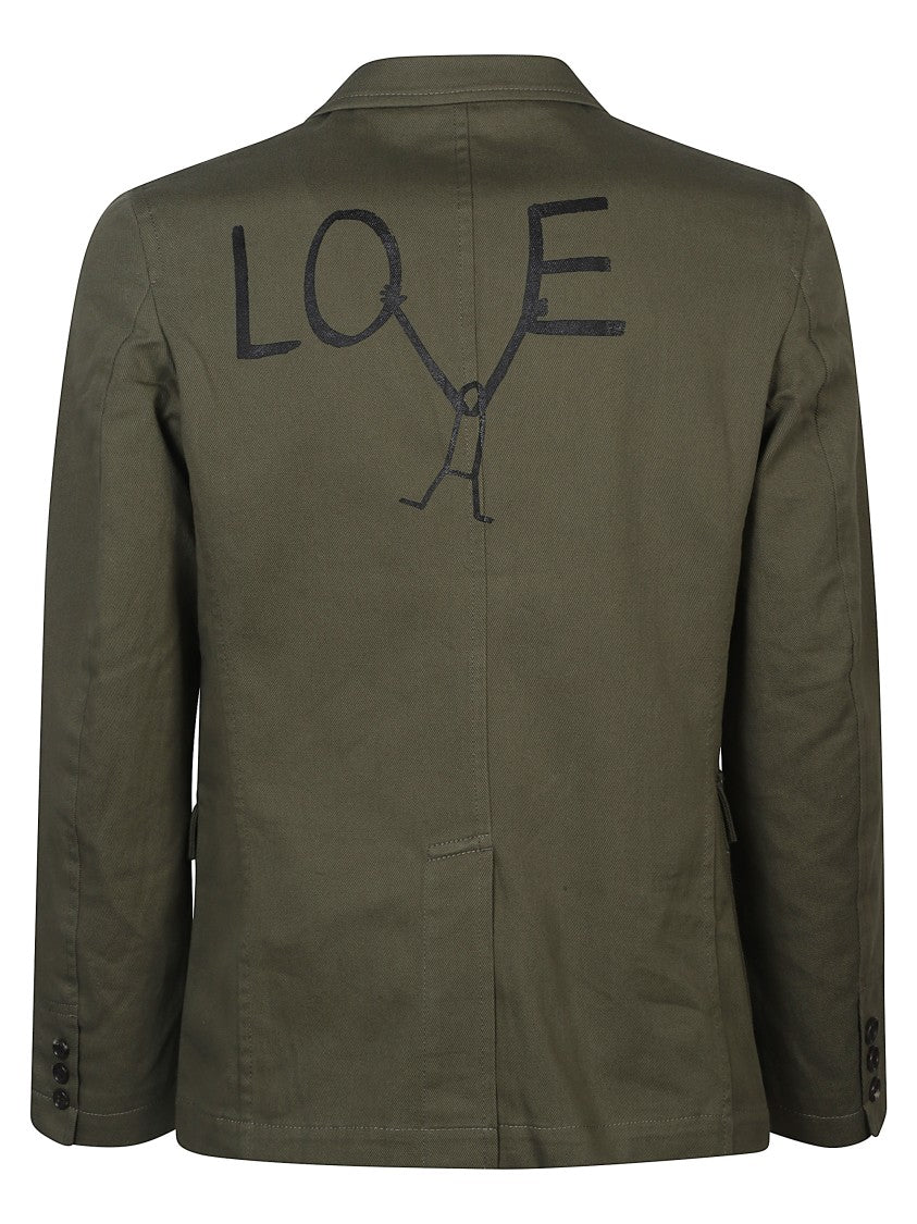 Comme Des Garçons Olive Green Cotton Printed Jacket