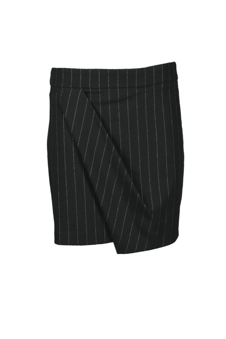 8Pm Black Pinstripe Viscose-Blend Mini Skirt