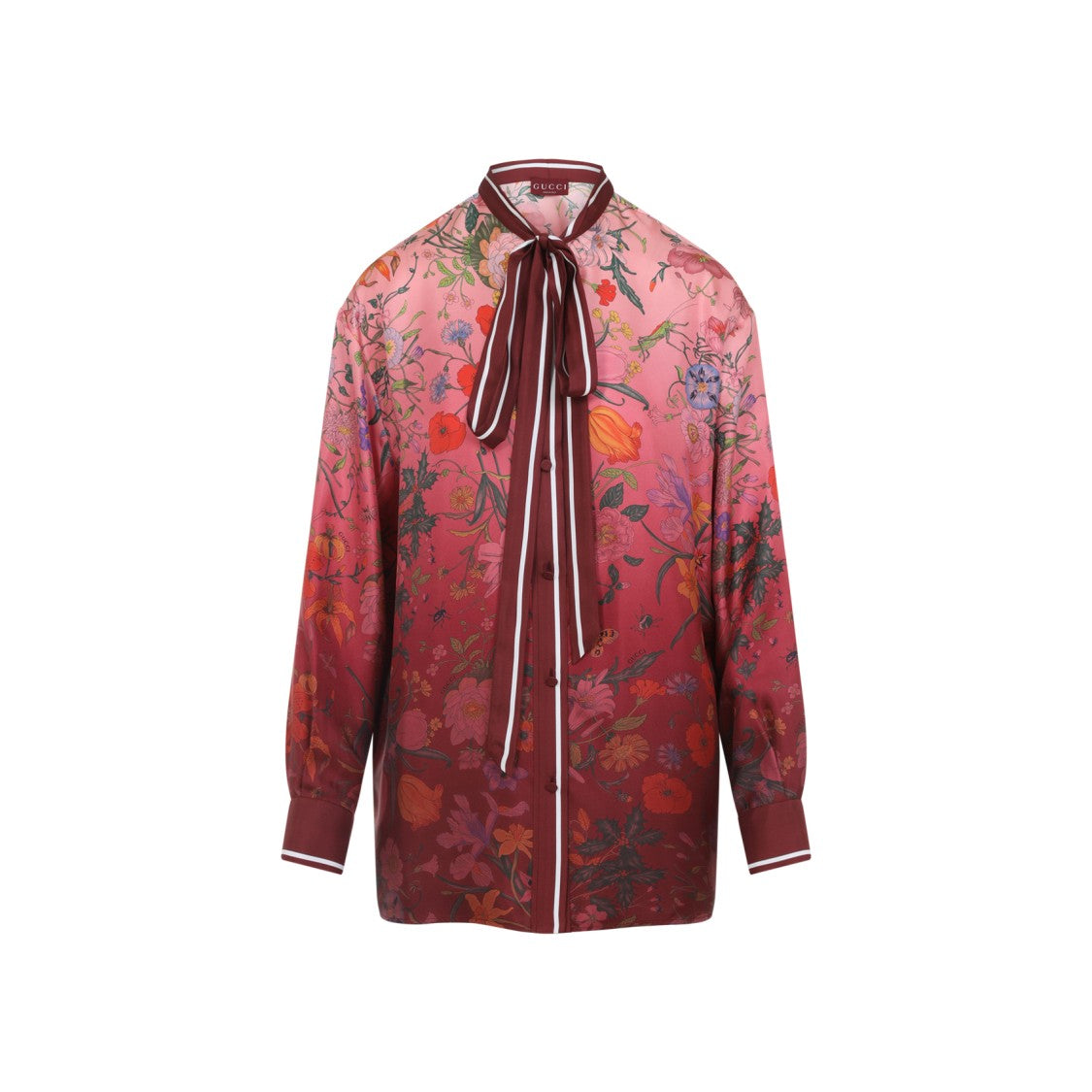Gucci Pink Silk Degrade Floral Shirt