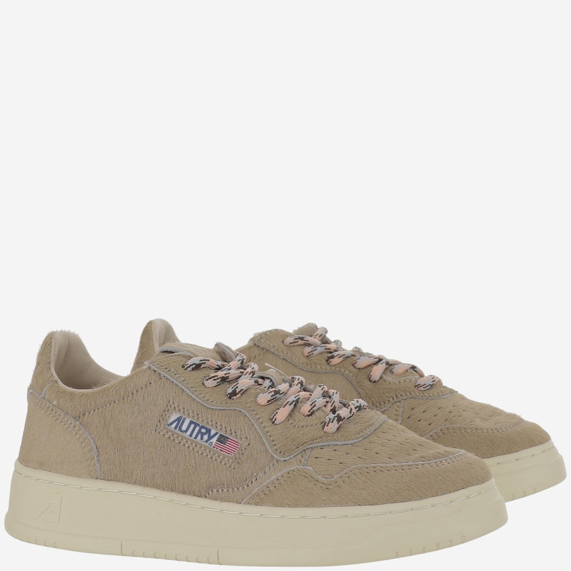 Autry Beige Suede Medalist Low Sneakers With Lace-Up Front