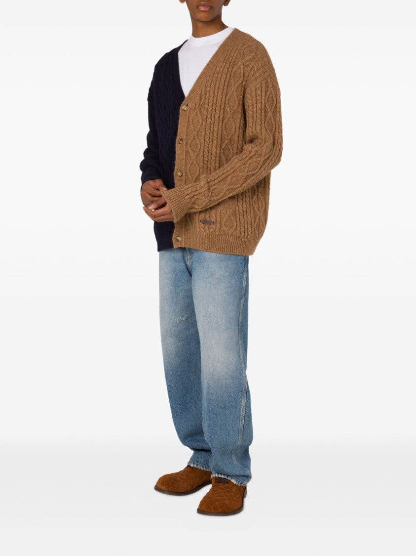 Moschino Two-Tone Cable Knit Cardigan