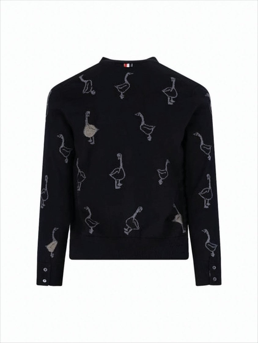 Thom Browne Wool And Cotton Blend Cardigan