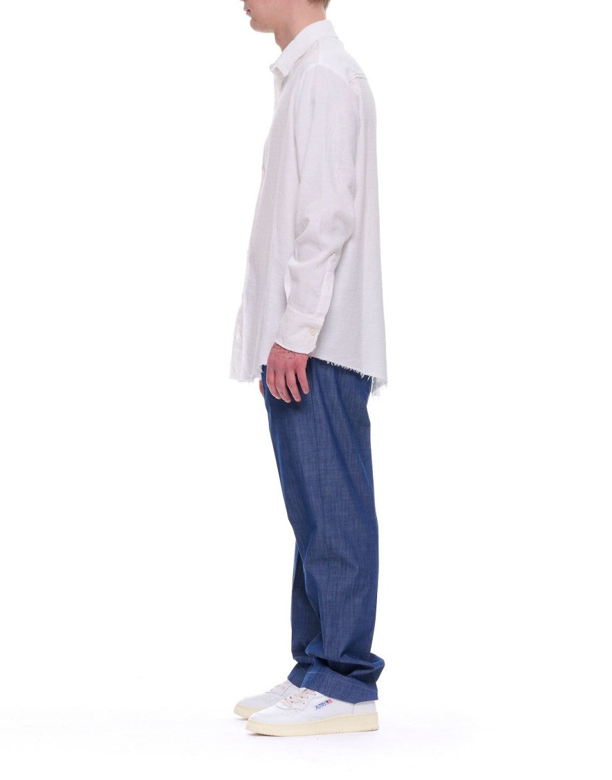Tela Cruda Straight Fit Pleated Trousers With Turn Up