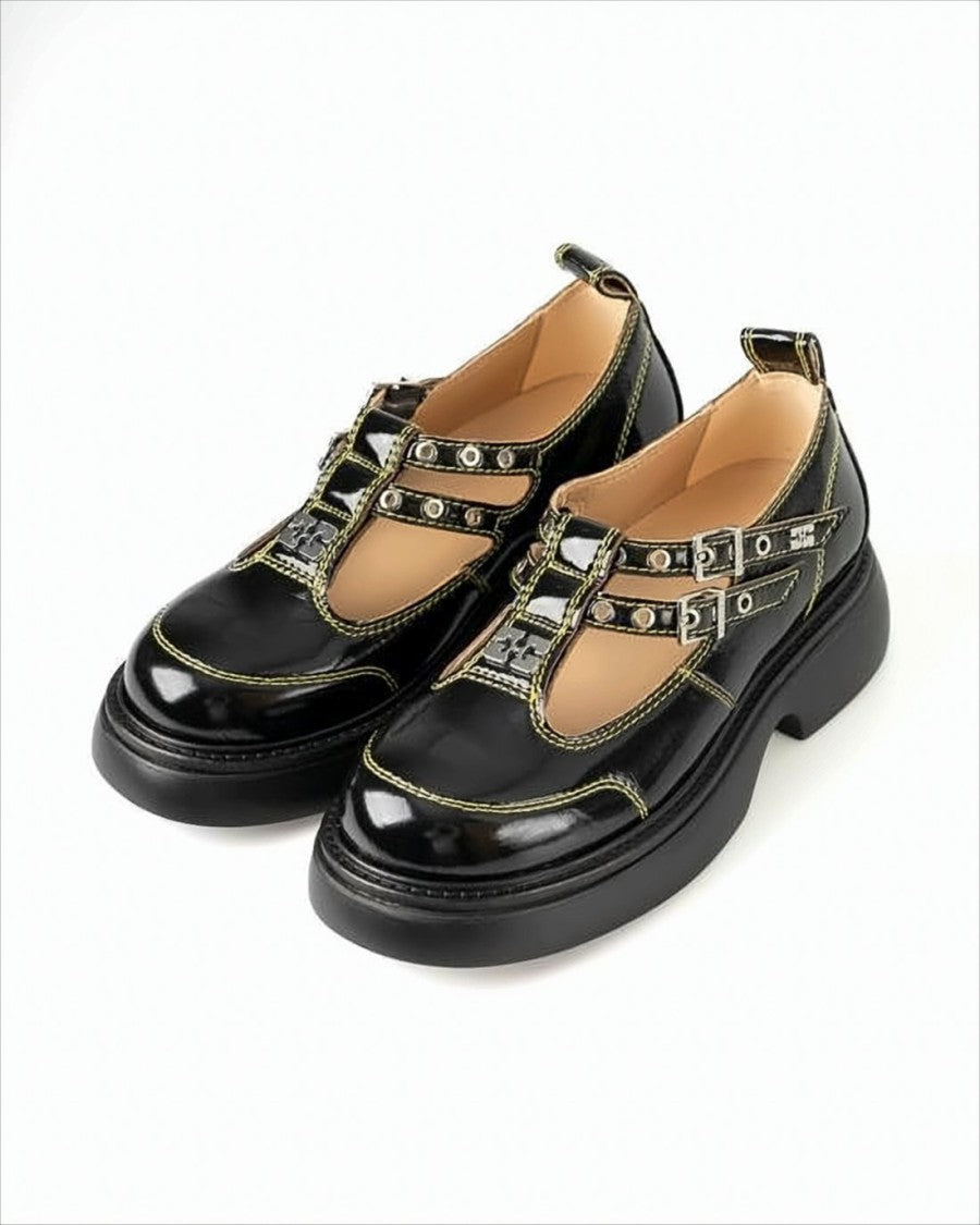 Ganni Chunky Glossy Black Loafers