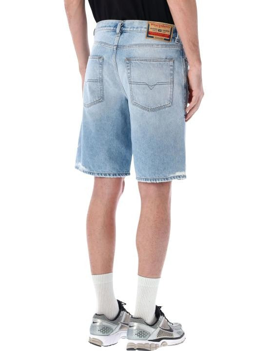 Diesel Light Blue Denim Shorts With Classic Five-Pocket Design