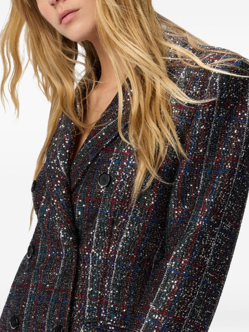 Missoni Double-Breasted Blazer With Multicoloured Sequined Check Pattern