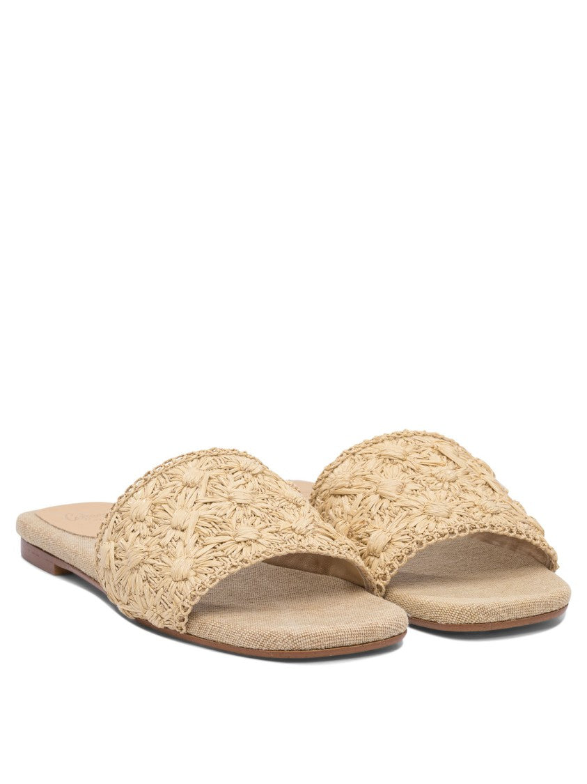 Castaner Beige Raffia Polythene Sandals